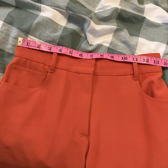 Stella McCartney High Rise Pleated Pants Womens 2 Tangerine Wool Crop Flare - Picture 13 of 16